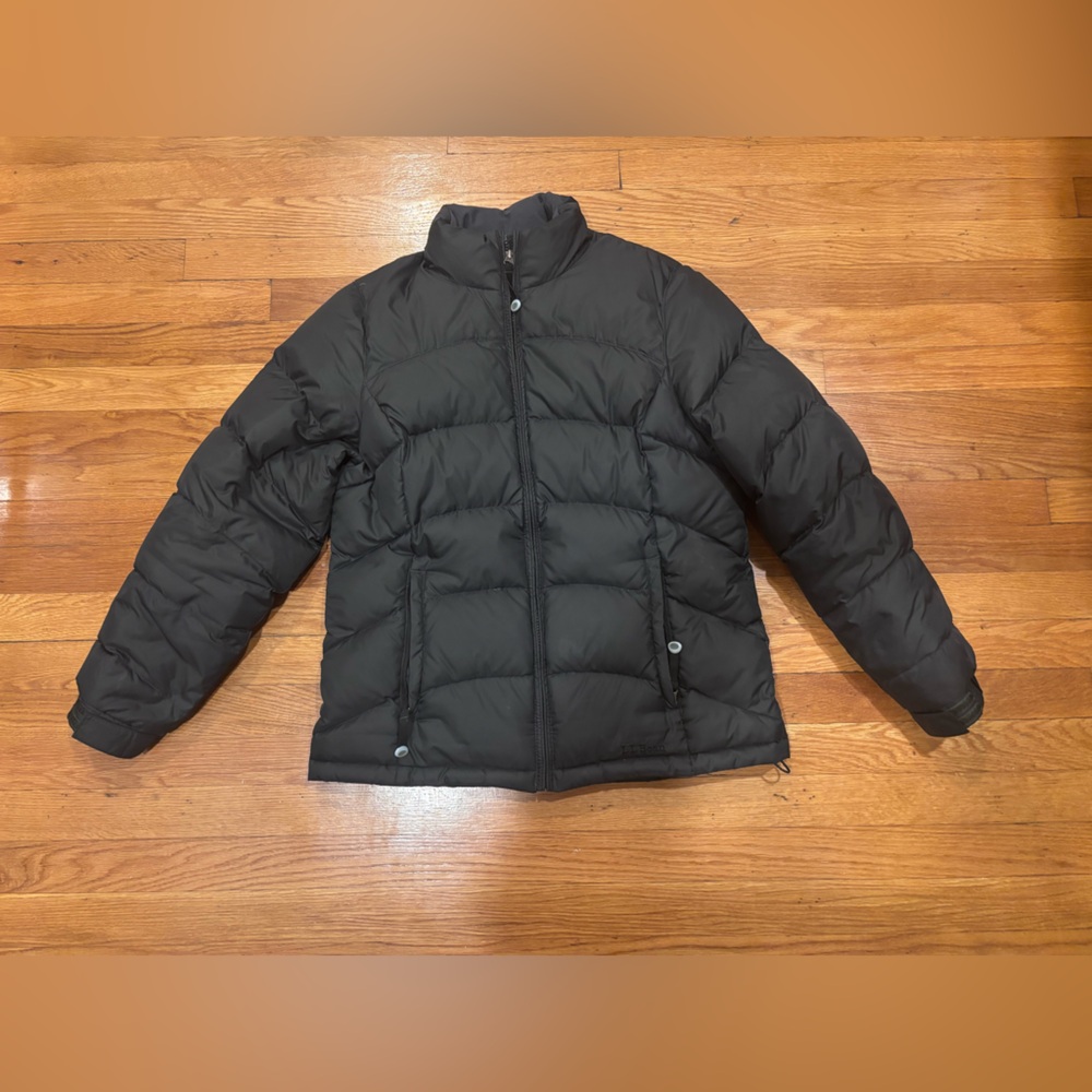 LL Bean Jacket Womens Medium Goose Down Jacket Black Full Zip